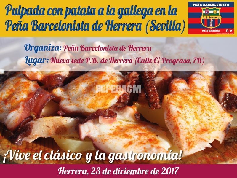 Pulpada con patata a la gallega en la Peña Barcelonista de Herrera