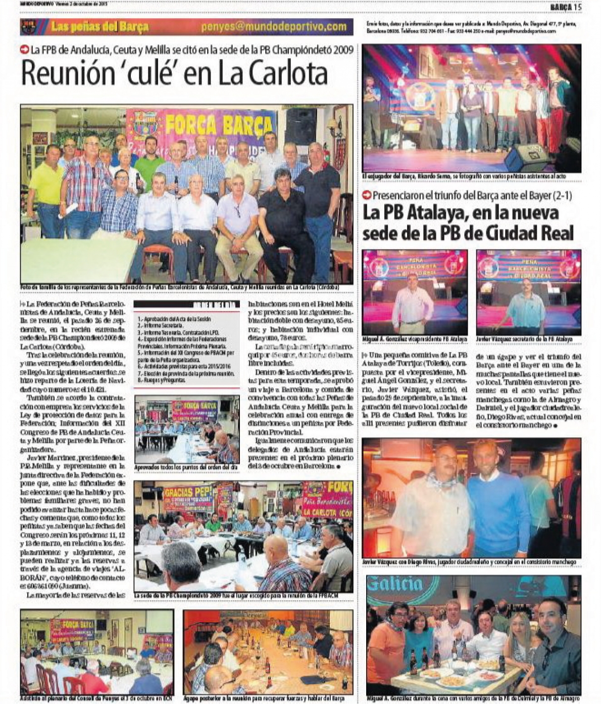 Mundo Deportivo | 02-10-2015 | Reunión 'culé' en La Carlota