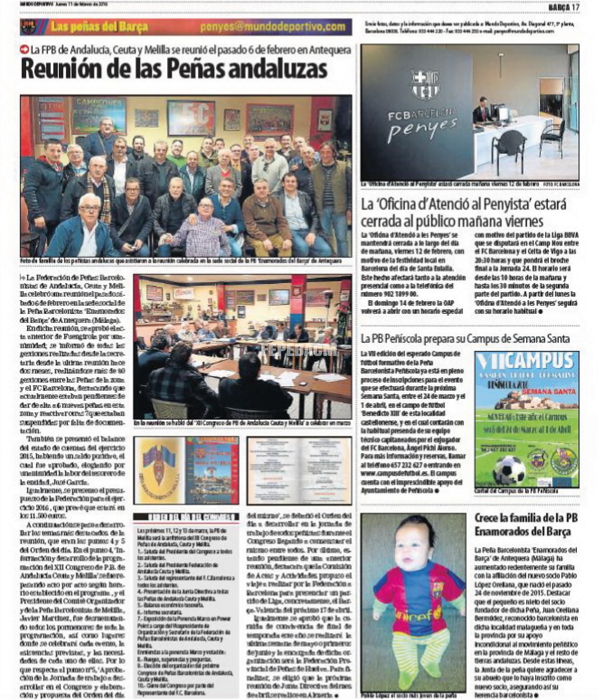 Mundo Deportivo | 11-02-2016 | Reunión de las Peñas andaluzas en Antequera